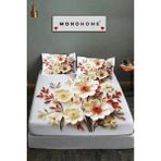 %100 Pamuk Lastikli Çarşaf Özel Tasarım 5d Dijital 60 Tel Lotus - Yeşil - Gri - 180 x 200