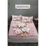 %100 Pamuk Lastikli Çarşaf Özel Tasarım 5d Dijital 60 Tel Pink Pearls
