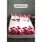 %100 Pamuk Lastikli Çarşaf Özel Tasarım 5d Dijital 60 Tell Feathers - Kırmızı - 160 x 200