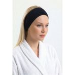 %100 Pamuk Makyaj Saç Bandı Cilt Bakımı SPA Spor Yoga İçin Cırt Cırtlı Kafa Bandı (Siyah)