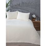 %100 Pamuk Muslin Battaniye, 4 Katlı Yatak Örtüsü, Yumuşak Türk Pamuğu Muslin Yatak Örtüsü, Ters Çevrilebilir Örtü, Fildişi (İkiz Boyut 63x90-160x230 cm)