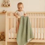 %100 Pamuk Müslin Bebek Battaniyesi 4 Katlı Çağla Yeşili Renk 100x120 cm