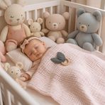 %100 Pamuk Müslin Bebek Battaniyesi 4 Katlı Pudra Pembe Renk 100x120 cm