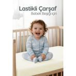%100 Pamuk Penye Lastikli Bebek Çarşafı | Nefes Alan Yapı, Park Yatak ve Beşik Tüm Ebatlarla Uyumlu - Krem - 70x110