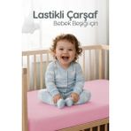 %100 Pamuk Penye Lastikli Bebek Çarşafı | Nefes Alan Yapı, Park Yatak ve Beşik Tüm Ebatlarla Uyumlu - Pembe - 70x110