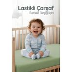 %100 Pamuk Penye Lastikli Bebek Çarşafı | Nefes Alan Yapı, Park Yatak ve Beşik Tüm Ebatlarla Uyumlu - Yeşil - 70x110