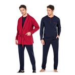 %100 Pamuk Penye Pijama Takım ve Ropdöşambır Çeyizlik Damat Seti