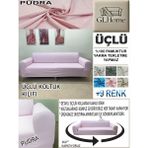 %100 Pamuk Petek Kumaş 3 Lü Komple Giydirme Kanepe & Çekyat, Bohem, Porto, Vb. Model Koltuk Kılıfı - 180 x 240 cm - Pudra