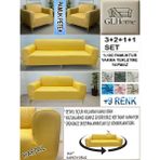 %100 Pamuk Petek Kumaş 3+2+1+1 Komple Giydirme Kanepe&çekyat, Bohem, Porto, Vb. Model Koltuk Kılıfı - 180 x 240 cm - Hardal