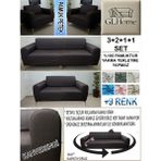 %100 Pamuk Petek Kumaş 3+2+1+1 Komple Giydirme Kanepe&çekyat, Bohem, Porto, Vb. Model Koltuk Kılıfı - 180 x 240 cm - Kahverengi