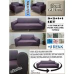 %100 Pamuk Petek Kumaş 3+2+1+1 Komple Giydirme Kanepe&çekyat, Bohem, Porto, Vb. Model Koltuk Kılıfı - 180 x 240 cm - Mürdüm