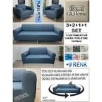 %100 Pamuk Petek Kumaş 3+2+1+1 Komple Giydirme Kanepe&çekyat, Bohem, Porto, Vb. Model Koltuk Kılıfı - 180 x 240 cm - Petrol