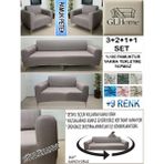 %100 Pamuk Petek Kumaş 3+2+1+1 Komple Giydirme Kanepe&çekyat, Bohem, Porto, Vb. Model Koltuk Kılıfı - 180 x 240 cm - Sütlü Kahve