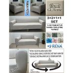 %100 Pamuk Petek Kumaş 3+2+1+1 Komple Giydirme Kanepe&çekyat, Bohem, Porto, Vb. Model Koltuk Kılıfı - 180 x 240 cm - Vizon