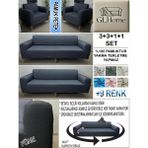 %100 Pamuk Petek Kumaş 3+3+1+1 Komple Giydirme Kanepe&çekyat, Bohem, Porto, Vb. Model Koltuk Kılıfı - 180 x 230 cm - Füme