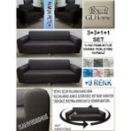 %100 Pamuk Petek Kumaş 3+3+1+1 Komple Giydirme Kanepe&çekyat, Bohem, Porto, Vb. Model Koltuk Kılıfı - 180 x 230 cm - Kahverengi