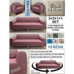 %100 Pamuk Petek Kumaş 3+3+1+1 Komple Giydirme Kanepe&çekyat, Bohem, Porto, Vb. Model Koltuk Kılıfı - 180 x 230 cm - Kiremit