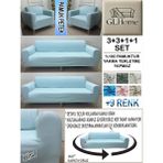 %100 Pamuk Petek Kumaş 3+3+1+1 Komple Giydirme Kanepe&çekyat, Bohem, Porto, Vb. Model Koltuk Kılıfı - 180 x 230 cm - Mint