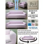 %100 Pamuk Petek Kumaş 3+3+1+1 Komple Giydirme Kanepe&çekyat, Bohem, Porto, Vb. Model Koltuk Kılıfı - 180 x 230 cm - Pudra