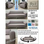 %100 Pamuk Petek Kumaş 3+3+1+1 Komple Giydirme Kanepe&çekyat, Bohem, Porto, Vb. Model Koltuk Kılıfı - 180 x 230 cm - Sütlü Kahve