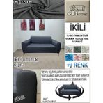%100 Pamuk Petek Kumaş Çift Kişilik Komple Giydirme 2'li Kanepe, Bohem,porto, Vb Model Koltuk Kılıfı - 120 x 160 cm - Füme