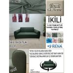 %100 Pamuk Petek Kumaş Çift Kişilik Komple Giydirme 2'li Kanepe, Bohem,porto, Vb Model Koltuk Kılıfı - 120 x 160 cm - Haki