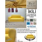 %100 Pamuk Petek Kumaş Çift Kişilik Komple Giydirme 2'li Kanepe, Bohem,porto, Vb Model Koltuk Kılıfı - 120 x 160 cm - Hardal