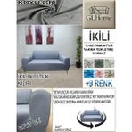 %100 Pamuk Petek Kumaş Çift Kişilik Komple Giydirme 2'li Kanepe, Bohem,porto, Vb Model Koltuk Kılıfı - 120 x 160 cm - Koyu Gri
