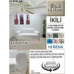 %100 Pamuk Petek Kumaş Çift Kişilik Komple Giydirme 2'li Kanepe, Bohem,porto, Vb Model Koltuk Kılıfı - 120 x 160 cm - Krem