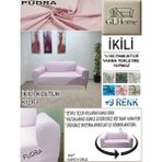 %100 Pamuk Petek Kumaş Çift Kişilik Komple Giydirme 2'li Kanepe, Bohem,porto, Vb Model Koltuk Kılıfı - 120 x 160 cm - Pudra