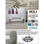 %100 Pamuk Petek Kumaş Çift Kişilik Komple Giydirme 2'li Kanepe, Bohem,porto, Vb Model Koltuk Kılıfı - 120 x 160 cm - Vizon