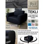 %100 Pamuk Petek Kumaş Tekli Komple Giydirme Tekli & Berjer , Bohem, Porto, Vb. Model Koltuk Kılıfı - 80 x 100 cm - Siyah