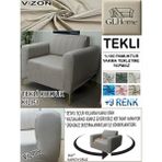 %100 Pamuk Petek Kumaş Tekli Komple Giydirme Tekli & Berjer , Bohem, Porto, Vb. Model Koltuk Kılıfı - 80 x 100 cm - Vizon