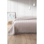 %100 Pamuk Petekli Dantelli Pike-Tek Kişilik Waffle Pike- 160X230 Cm-Taş