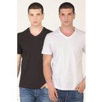%100 Pamuk Siyah Beyaz Basic 2'li Erkek T-Shirt