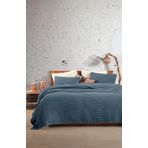 %100 Pamuk Tek Kişilik 160x240cm Waffle Saçaksız Yatak Örtüsü/1 Adet 50x70cm Yastık (Royal Mavi)