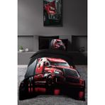 %100 Pamuk Tek Kişilik Nevresim Takımı Velox Black - Siyah - Kırmızı - 160 x 220 cm