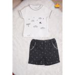 %100 Pamuk Triko Kız Erkek Bebek Çocuk Şortlu Takım 15031 - Antrasit - 2 - 3 Yaş