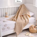 %100 Pamuk Waffle Bebek Pikesi | 90x110 cm | Nefes Alabilir Örtü, Yumuşak Dokulu, 7 Renk Seçenekli Bebek Battaniyesi (Kahverengi)