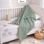 %100 Pamuk Waffle Bebek Pikesi | 90x110 cm | Nefes Alabilir Örtü, Yumuşak Dokulu, 7 Renk Seçenekli Bebek Battaniyesi (Yeşil)