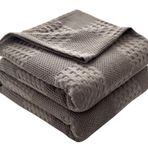 %100 Pamuk Waffle Örgü Battaniye, Yatak Odası ve Oturma Odası için Hafif Rahat Yatak Örtüsü, Yumuşak Kanepe Örtüsü, Yazlık Pamuklu Battaniye, Koyu Gri, 200 x 230 cm - Üstün Kalite Pamuk Blanke