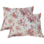 %100 Pamuklu 2 Adet Fermuarlı Volanlı Yastık Kılıfı - Beyaz - Kırmızı - 50 x 70 cm