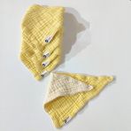 %100 Pamuklu 8 Kat Muslin Kumaş Çift Çıtçıtlı 5'li Bebek Mama Önlüğü/ağız Mendili - Sarı - 0 - 2 Yaş