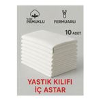 %100 Pamuklu Akfil Kumaş Yastık Iç Astarı 50 X 70 Cm 10 Adet Gizli Fermuarlı, Beyaz