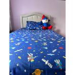 %100 Pamuklu Astronot Desenli Çocuk Nevresim Takımı - Emn Vizyon Tekstil - 100 x 200 cm - Lacivert - Gri