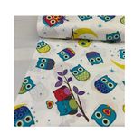 %100 Pamuklu Baykuşlu 80 x 120 cm Renkli Bebek ve Çocuk Lastikli Çarşaf