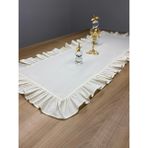 %100 Pamuklu Bej Ham Keten Fırfırlı Runner 40X110 cm - 40 x 140 cm