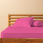 %100 Pamuklu Çift Kişilik Lastikli Çarşaf 180X200+25 | 50X70 Yastık Kılıfı ( 2 Adet ) - Pembe - 180 x 200