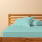 %100 Pamuklu Çift Kişilik Lastikli Çarşaf 180X200+25 | 50X70 Yastık Kılıfı ( 2 Adet ) - Su Yeşili - 180 x 200