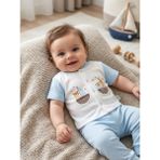%100 Pamuklu Erkek Bebek Pijama Takımı - Mavi - 3 - 6 Ay